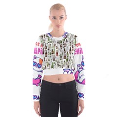 Bottle Chic Print Patterns Cropped Sweatshirt