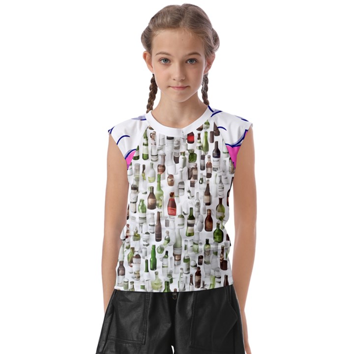 Bottle Chic Print Patterns Kids  Raglan Cap Sleeve T-Shirt