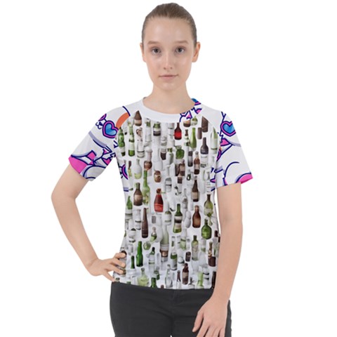 Bottle Chic Print Patterns Women s Sport Raglan T-shirt by BellaVistaTshirt02