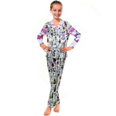 Bottle Chic Print Patterns Kids  Satin Long Sleeve Pajamas Set by BellaVistaTshirt02