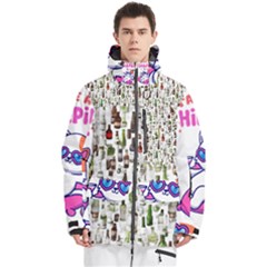 Bottle Chic Print Patterns Men s Multi Pockets Zip Ski And Snowboard Waterproof Breathable Jacket