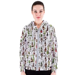 Bottle Chic Print Patterns Women s Zipper Hoodie