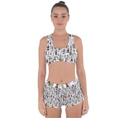 Bottle Chic Print Patterns Racerback Boyleg Bikini Set