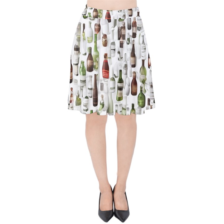 Bottle Chic Print Patterns Velvet High Waist Skirt