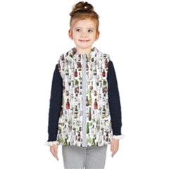 Bottle Chic Print Patterns Kids  Hooded Puffer Vest