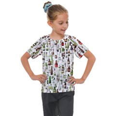 Bottle Chic Print Patterns Kids  Mesh Piece T-shirt