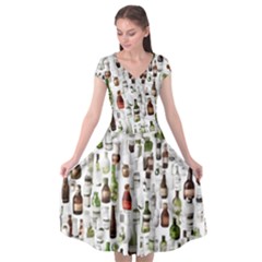 Bottle Chic Print Patterns Cap Sleeve Wrap Front Dress