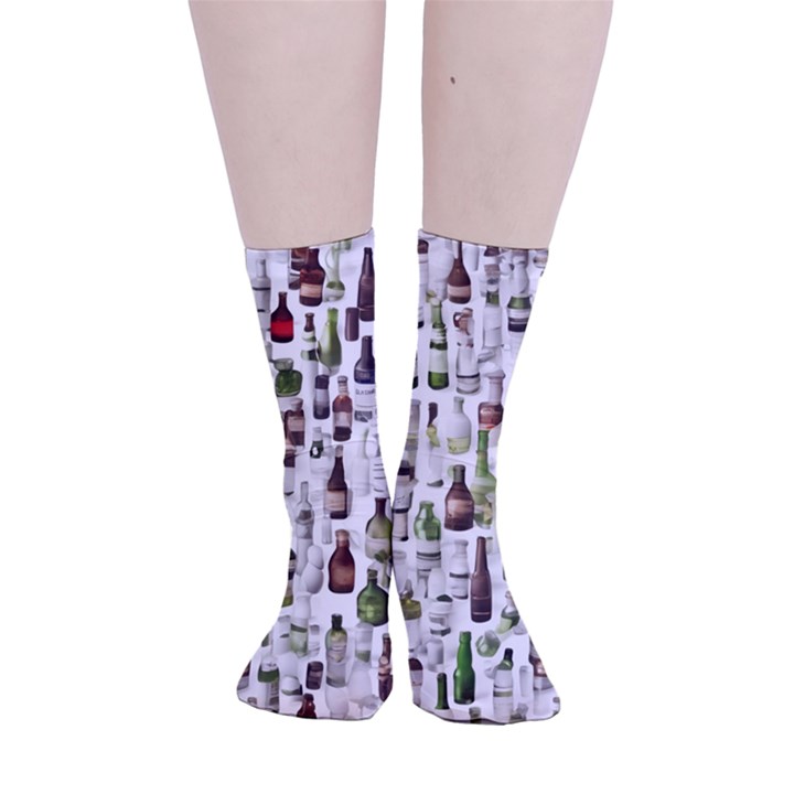 Bottle Chic Print Patterns Smooth Crew Length Tube Socks