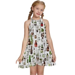 Bottle Chic Print Patterns Kids  Halter Collar Waist Tie Chiffon Dress by BellaVistaTshirt02