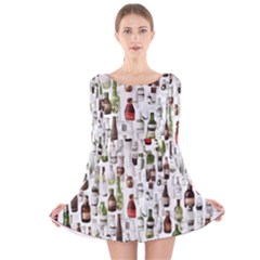 Bottle Chic Print Patterns Long Sleeve Velvet Skater Dress