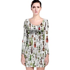 Bottle Chic Print Patterns Long Sleeve Velvet Bodycon Dress