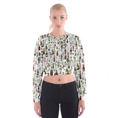 Bottle Chic Print Patterns Cropped Sweatshirt