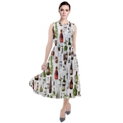 Bottle Chic Print Patterns Round Neck Boho Dress