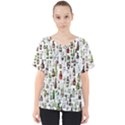 Bottle Chic Print Patterns V-Neck Dolman Drape Top View1