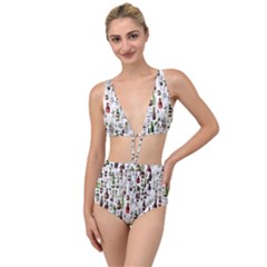 Bottle Chic Print Patterns Tied Up Two Piece Swimsuit