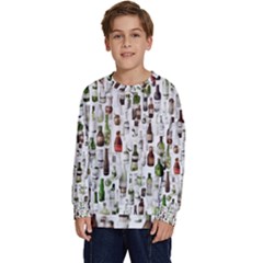 Bottle Chic Print Patterns Kids  Crewneck Sweatshirt