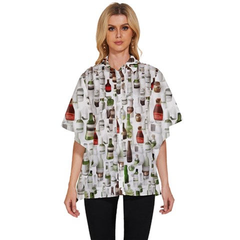 Bottle Chic Print Patterns Women s Batwing Button Up Shirt by BellaVistaTshirt02