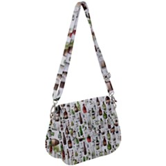 Bottle Chic Print Patterns Saddle Handbag by BellaVistaTshirt02