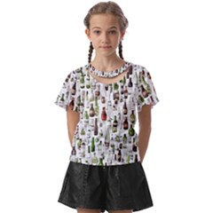 Bottle Chic Print Patterns Kids  Front Cut T-shirt by BellaVistaTshirt02