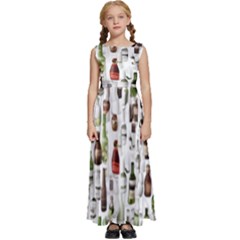 Bottle Chic Print Patterns Kids  Satin Sleeveless Maxi Dress by BellaVistaTshirt02