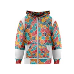 Floral And Leaves Pattern Kids  Zipper Hoodie