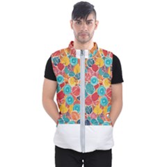 Floral And Leaves Pattern Men s Puffer Vest