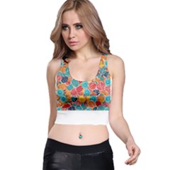 Floral And Leaves Pattern Racer Back Crop Top by BellaVistaTshirt02