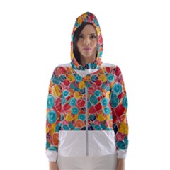 Floral And Leaves Pattern Women s Hooded Windbreaker