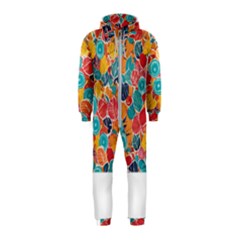 Floral And Leaves Pattern Hooded Jumpsuit (kids)