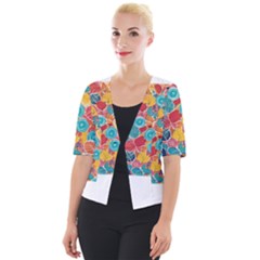 Floral And Leaves Pattern Cropped Button Cardigan by BellaVistaTshirt02