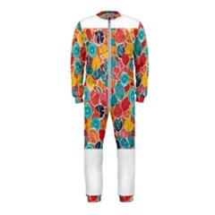 Floral And Leaves Pattern Onepiece Jumpsuit (kids)