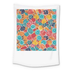 Floral And Leaves Pattern Medium Tapestry