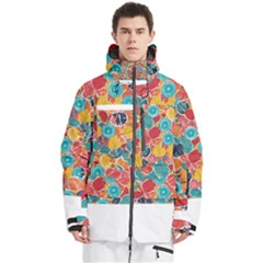 Floral And Leaves Pattern Men s Multi Pockets Zip Ski And Snowboard Waterproof Breathable Jacket