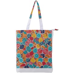 Floral And Leaves Pattern Double Zip Up Tote Bag by BellaVistaTshirt02