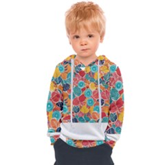 Floral And Leaves Pattern Kids  Overhead Hoodie