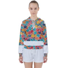 Floral And Leaves Pattern Women s Tie Up Sweat