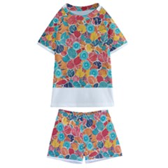 Floral And Leaves Pattern Kids  Swim T-shirt And Shorts Set by BellaVistaTshirt02