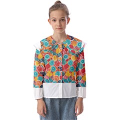 Floral And Leaves Pattern Kids  Peter Pan Collar Blouse by BellaVistaTshirt02