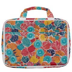 Floral And Leaves Pattern Travel Toiletry Bag With Hanging Hook