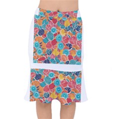 Floral And Leaves Pattern Short Mermaid Skirt