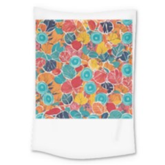 Floral And Leaves Pattern Large Tapestry