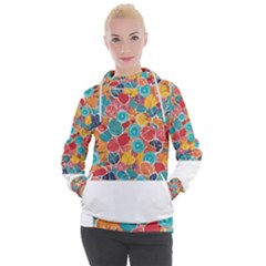 Floral And Leaves Pattern Women s Hooded Pullover