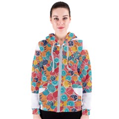 Floral And Leaves Pattern Women s Zipper Hoodie