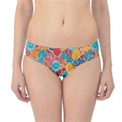 Floral And Leaves Pattern Hipster Bikini Bottoms by BellaVistaTshirt02