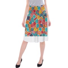 Floral And Leaves Pattern Midi Beach Skirt by BellaVistaTshirt02