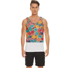 Floral And Leaves Pattern Men s Wide Collar Tank Top by BellaVistaTshirt02