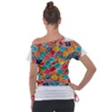 floral and leaves pattern Off Shoulder Tie-Up T-Shirt View2