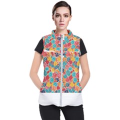 Floral And Leaves Pattern Women s Puffer Vest