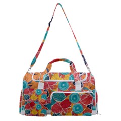 Floral And Leaves Pattern Sports Gym Duffle Bag With Shoe Compartment by BellaVistaTshirt02