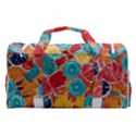 floral and leaves pattern Sports Gym Duffle Bag with Shoe Compartment View2